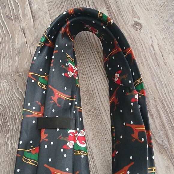 Christmas Necktie Christmas Party Fun Christmas Theme Print Tie Santa Reindeer - Picture 5 of 5